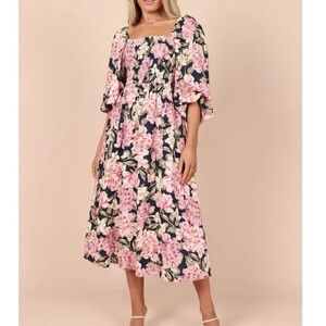 Petal & Pup Women's Primadona Shirred Midi Dress small